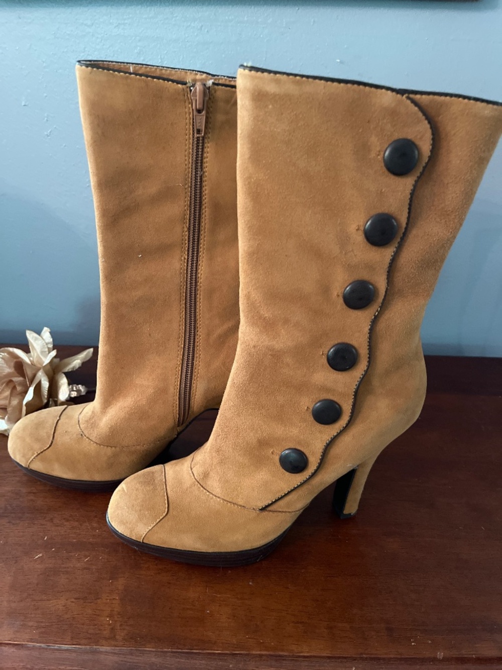 SAM EDELMAN Leather mid calf platform BOOTS - Picture 2 of 4